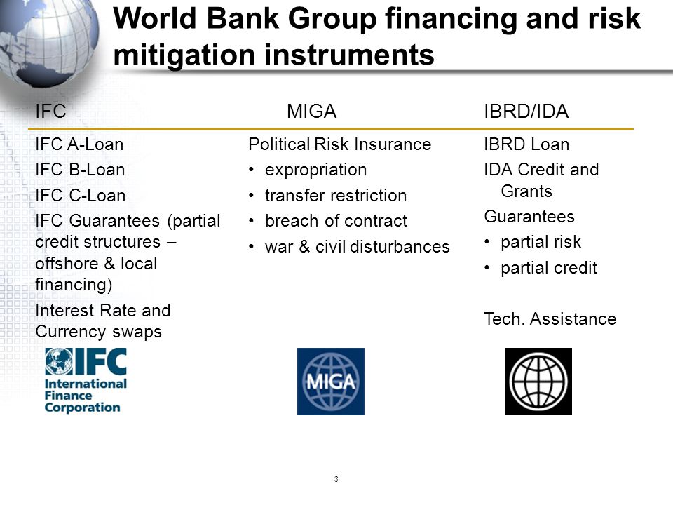 World Bank Group financing and risk mitigation instruments