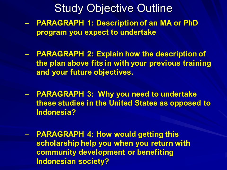 Study Objective Outline