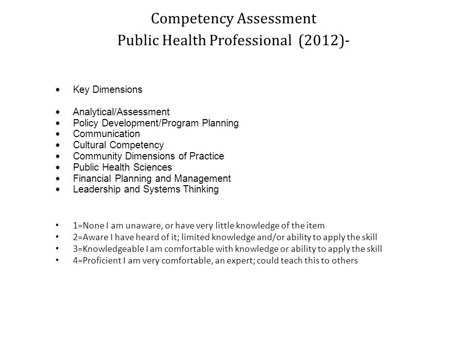 Competency Assessment Public Health Professional (2012)-
