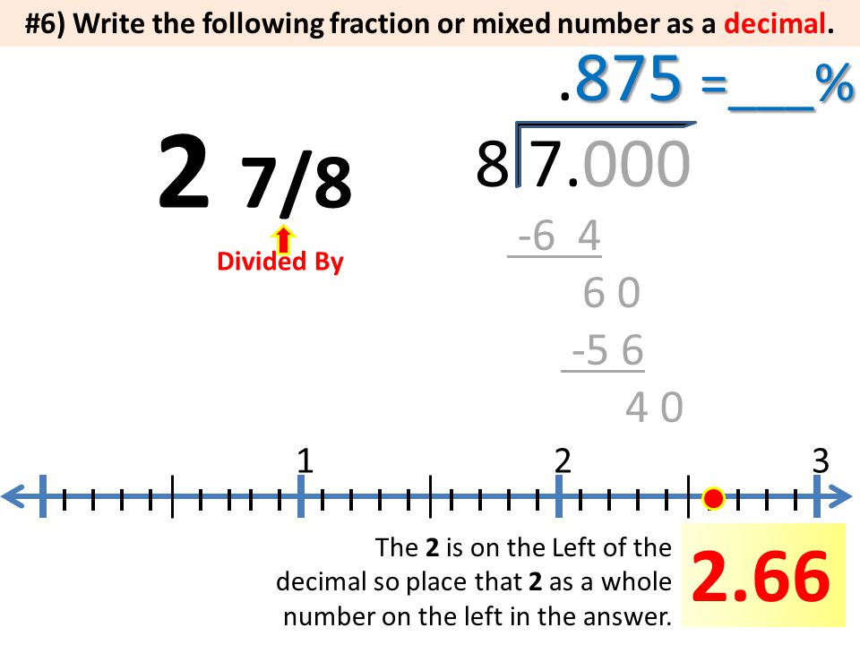 #6) Write the following fraction or mixed number as a decimal.