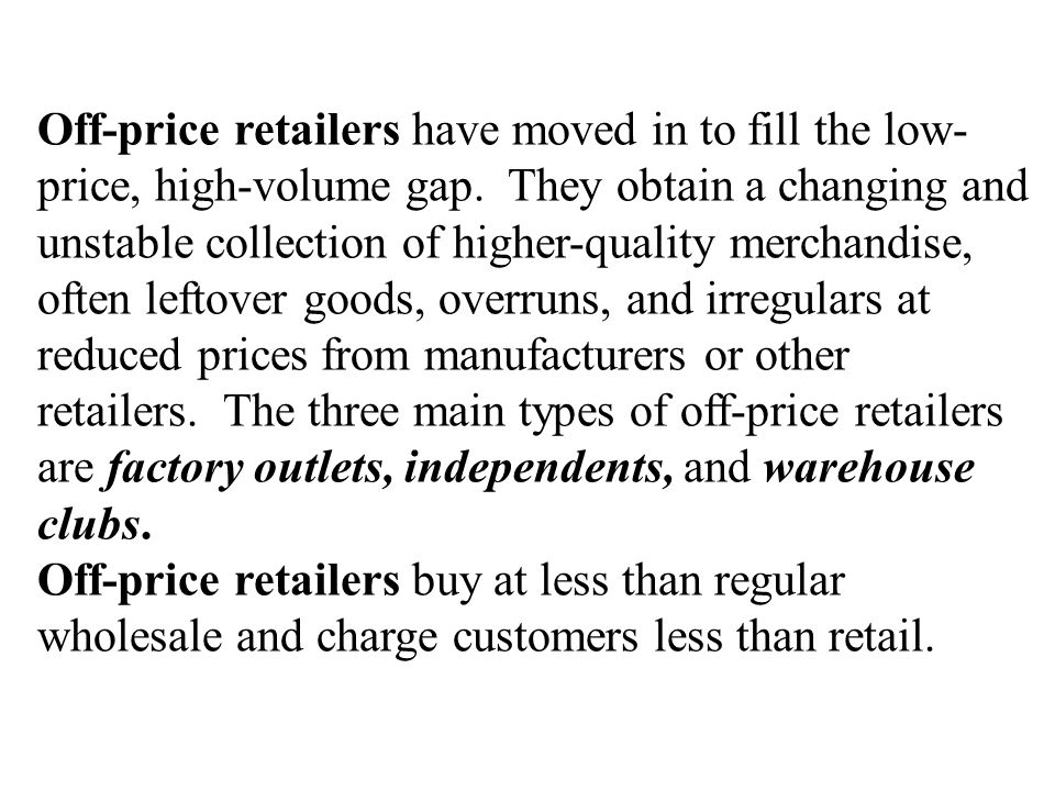 Retailing : Formats