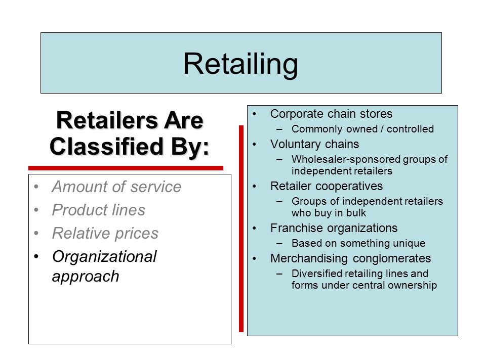 Retailers Are Classified By: