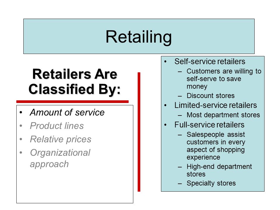 Retailers Are Classified By: