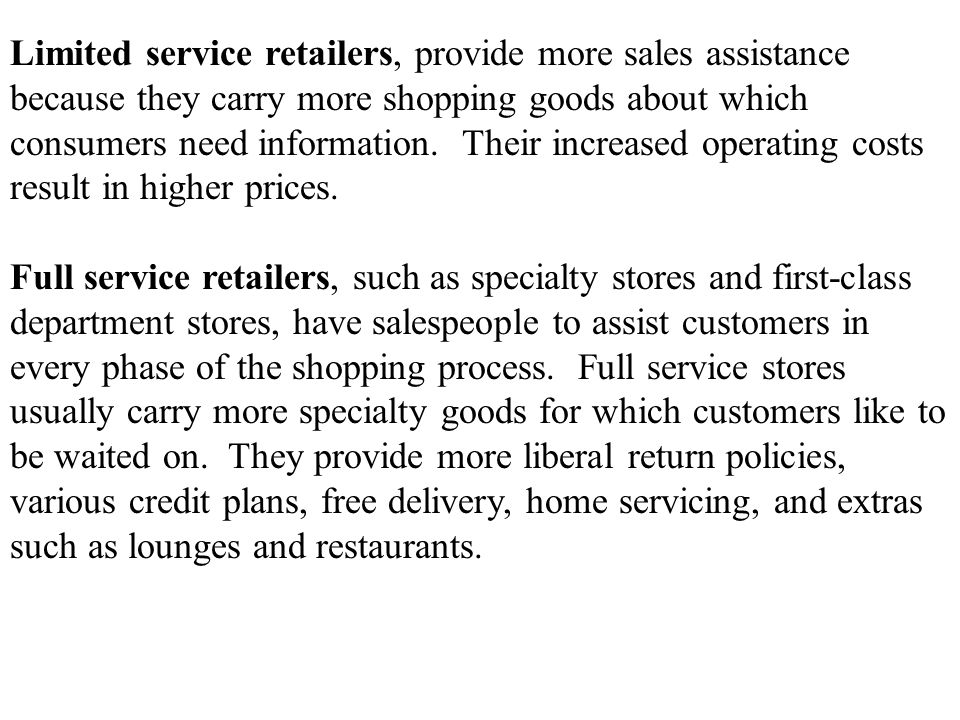 Retailing : Formats