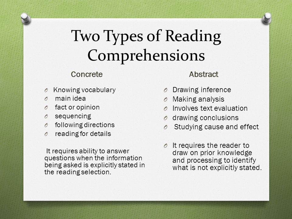 Two Types of Reading Comprehensions
