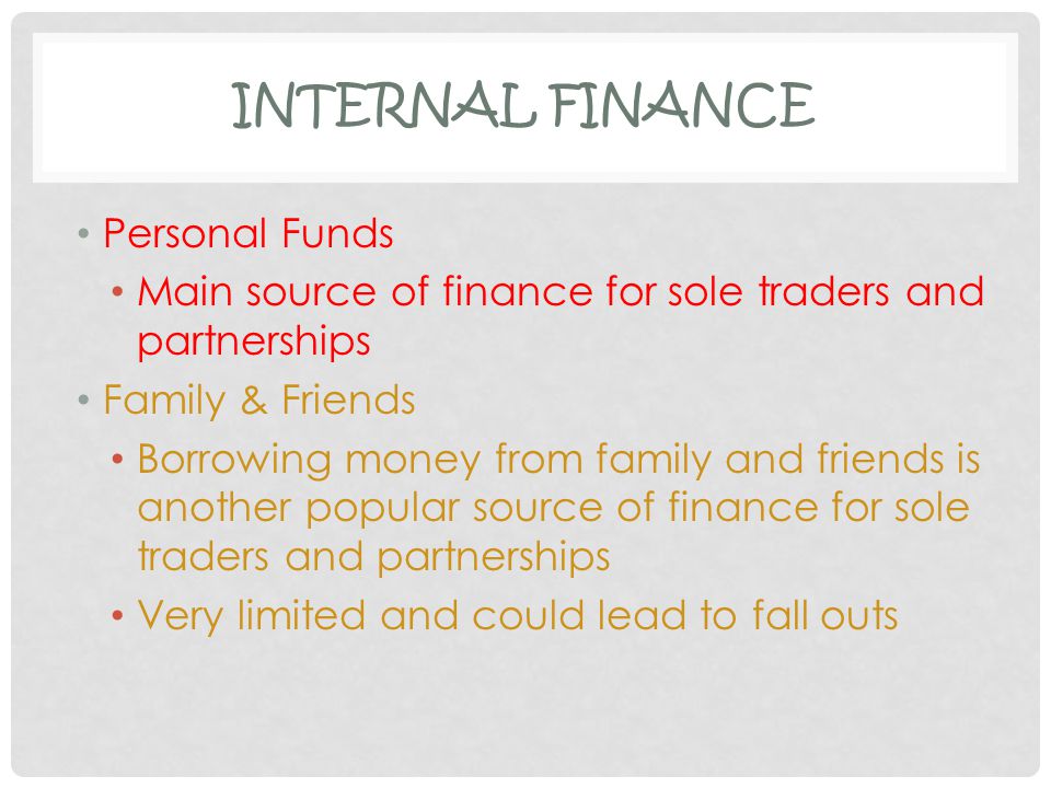 Internal Finance Personal Funds