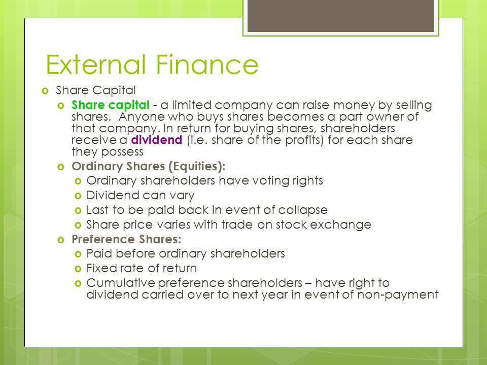 External Finance Share Capital