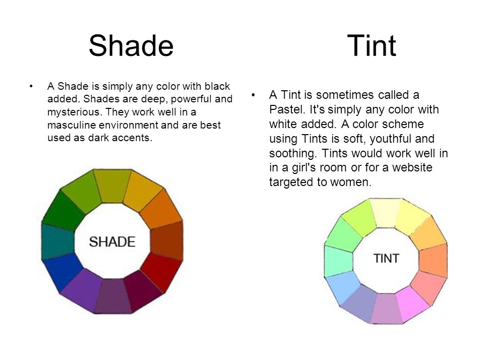 Hue, Tint, Tone and Shade Every individual color on the Color Wheel can be  altered in 3 ways by Tinting Shading Toning And that's before we even  think. - ppt video online download