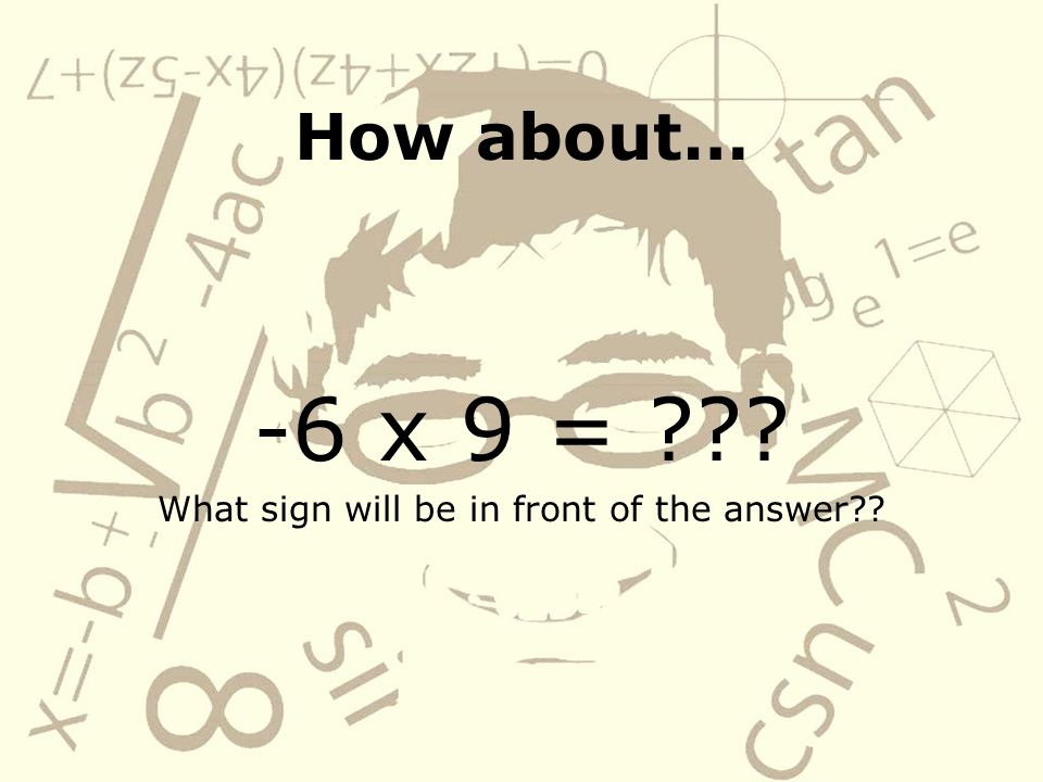 What sign will be in front of the answer