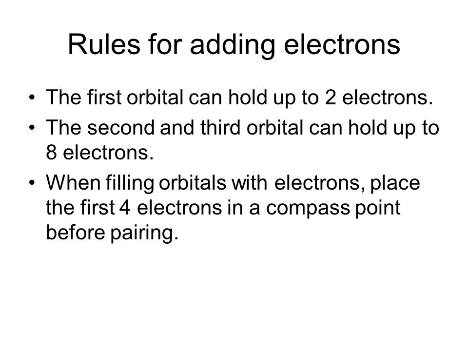 Rules for adding electrons