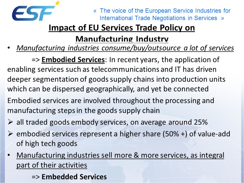 Impact of EU Services Trade Policy on Manufacturing Industry