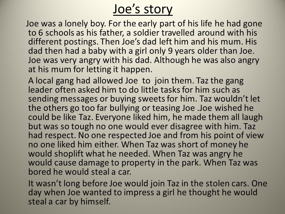 Joe’s story