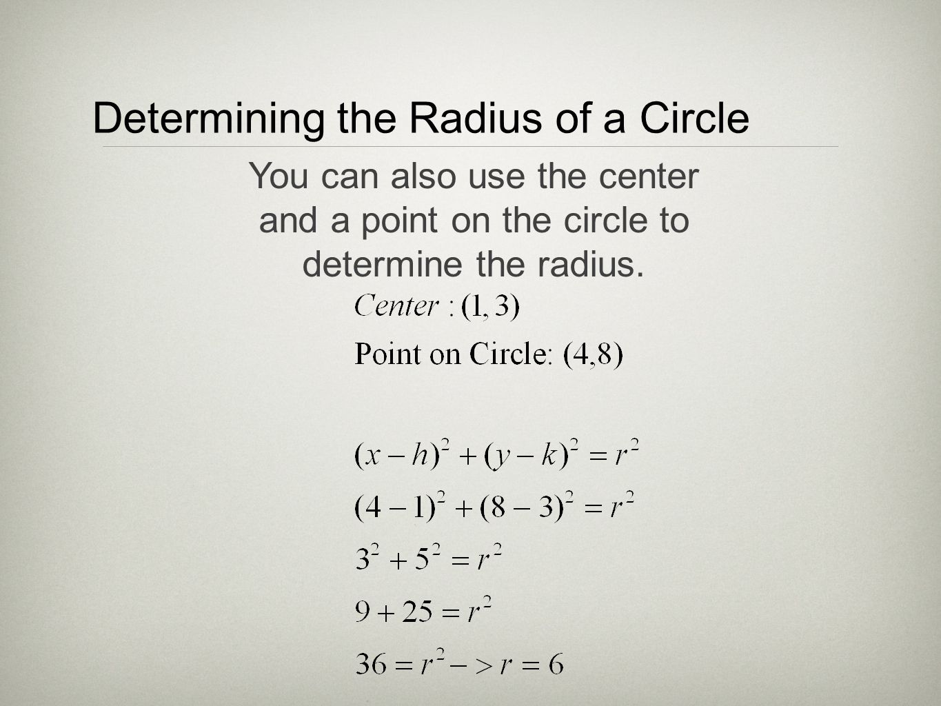 Determining the Radius of a Circle