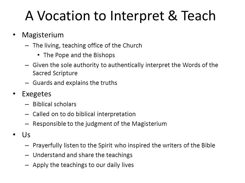 A Vocation to Interpret & Teach