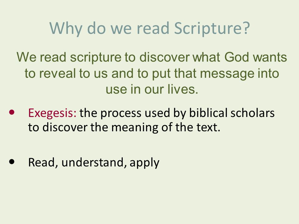 Why do we read Scripture