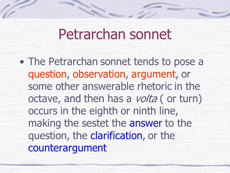 Petrarchan sonnet