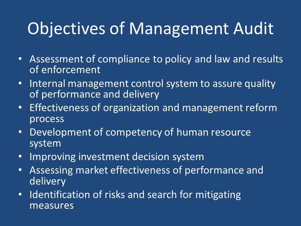 Objectives of Management Audit