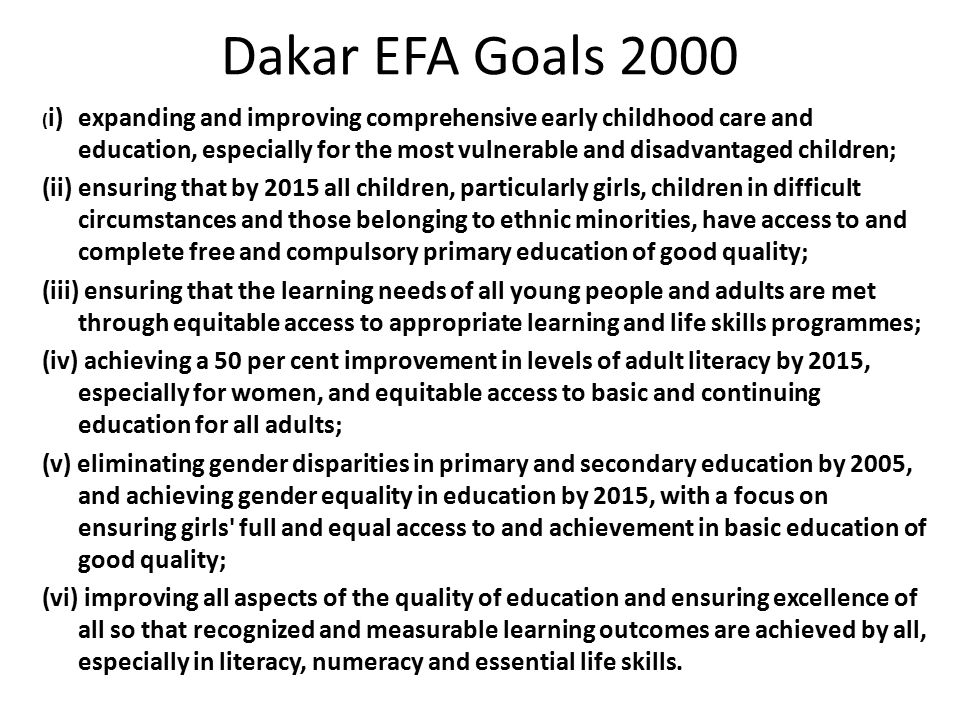 Dakar EFA Goals 2000
