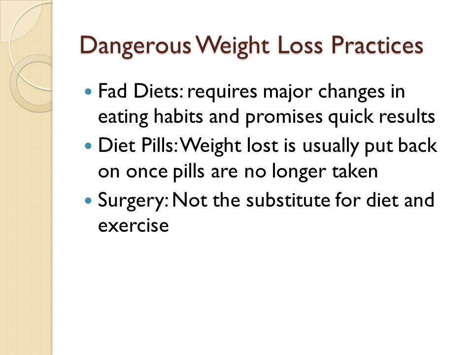 Dangerous Weight Loss Practices