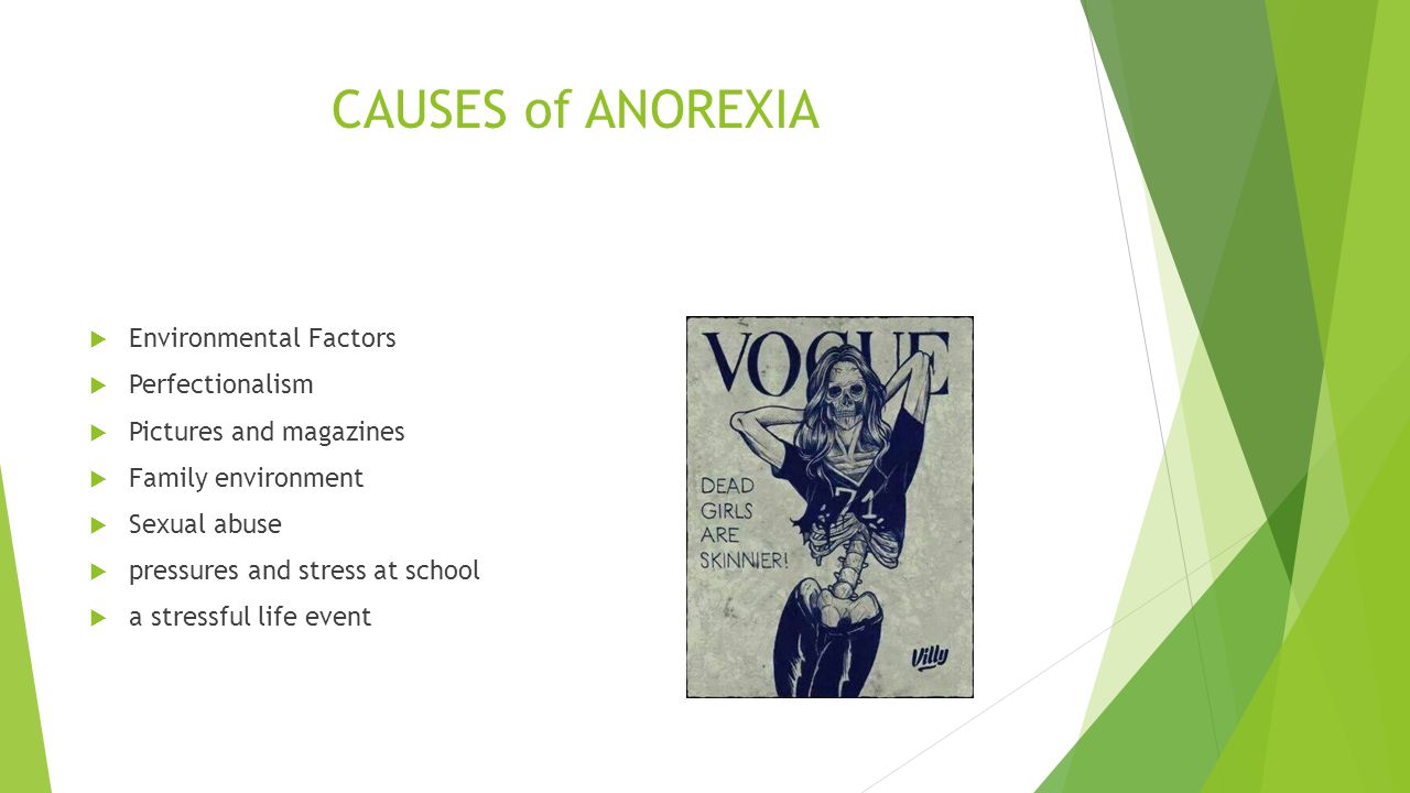 CAUSES of ANOREXIA Environmental Factors Perfectionalism
