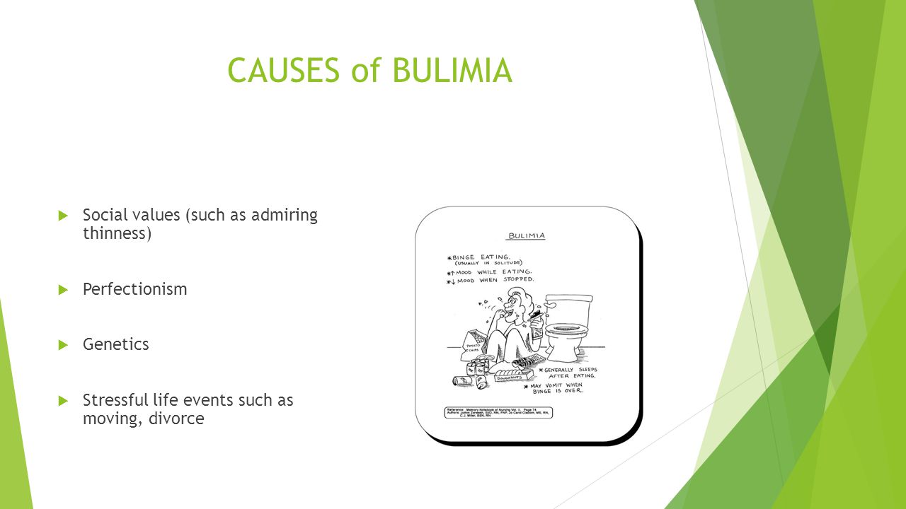 CAUSES of BULIMIA Social values (such as admiring thinness)