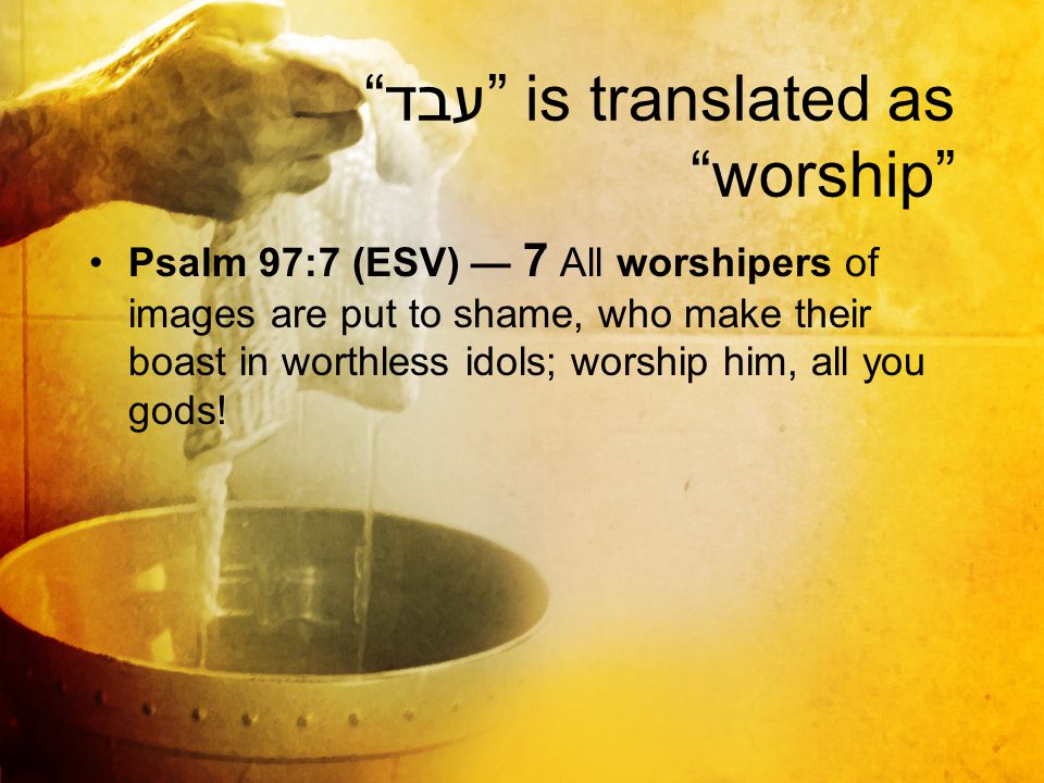 עבד is translated as worship