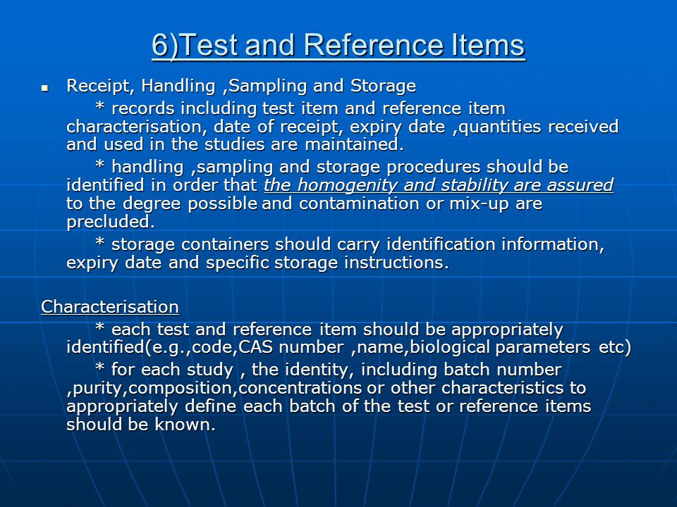 6)Test and Reference Items