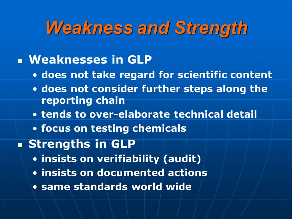 Weakness and Strength Weaknesses in GLP Strengths in GLP