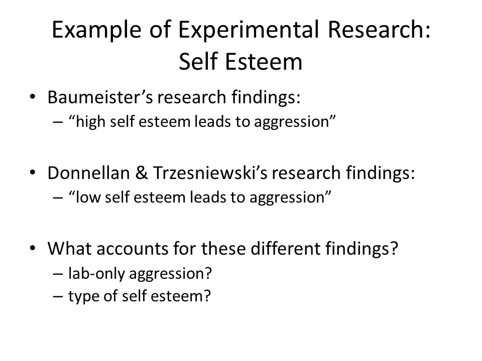 Example of Experimental Research: Self Esteem