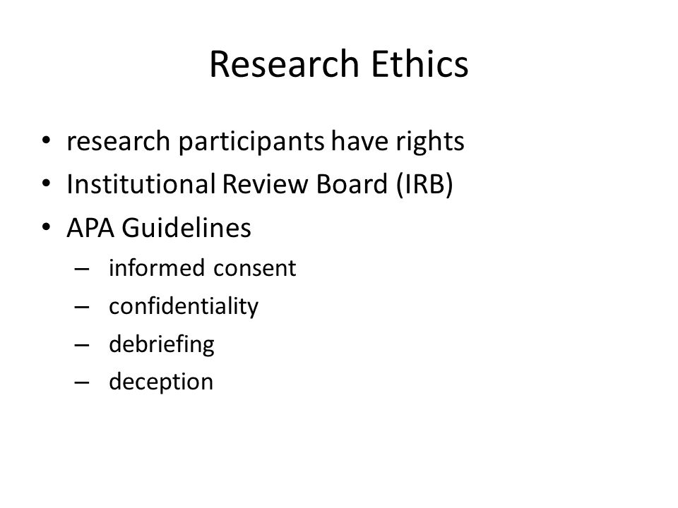 Research Ethics research participants have rights