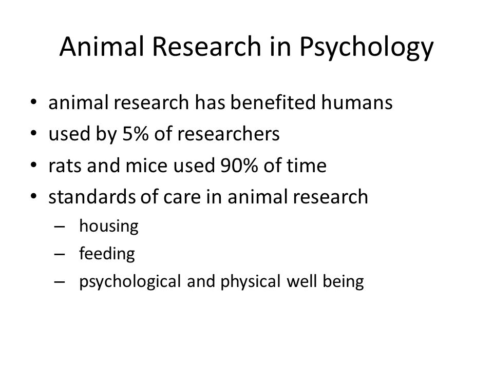 Animal Research in Psychology