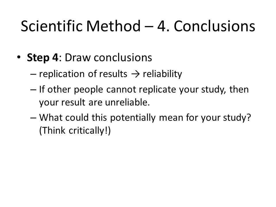 Scientific Method – 4. Conclusions