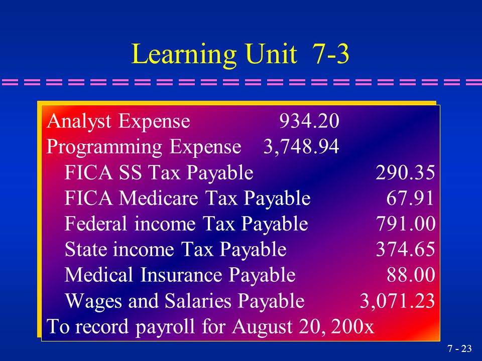 Learning Unit 7-3 Analyst Expense Programming Expense 3,748.94