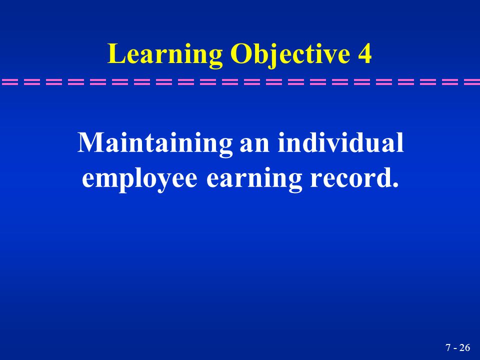 Maintaining an individual employee earning record.