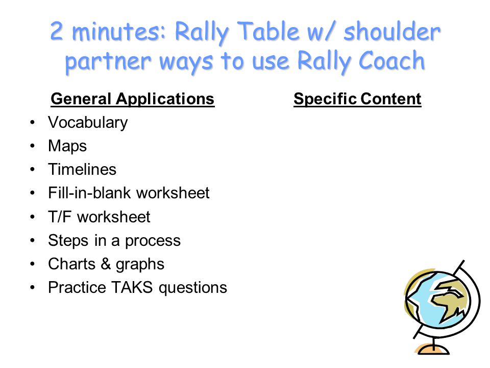 Rally coach math worksheets