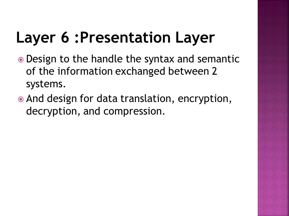 Layer 6 :Presentation Layer