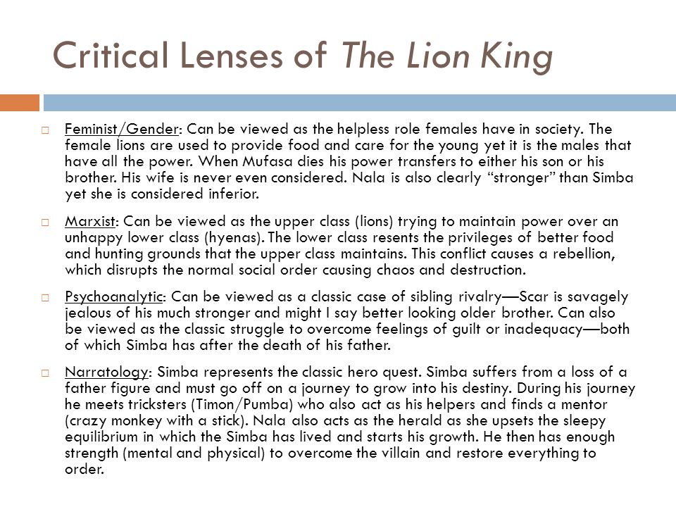 Critical Lenses of The Lion King