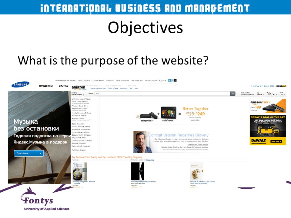 Objectives What is the purpose of the website