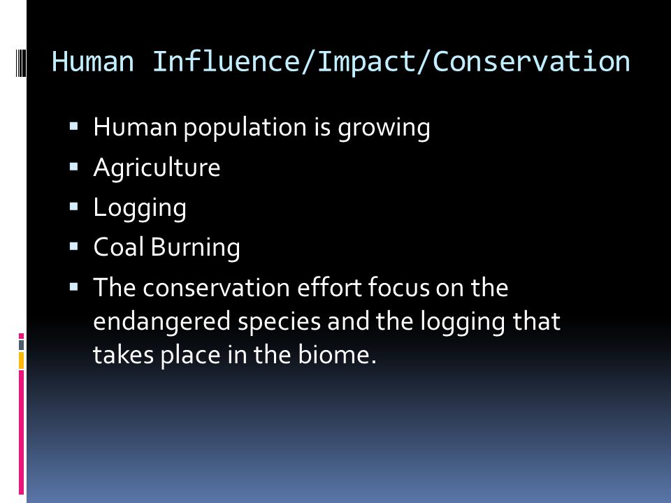 Human Influence/Impact/Conservation