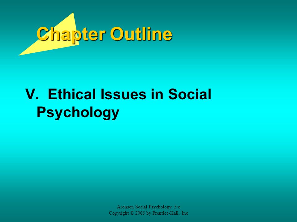 Chapter Outline V. Ethical Issues in Social Psychology