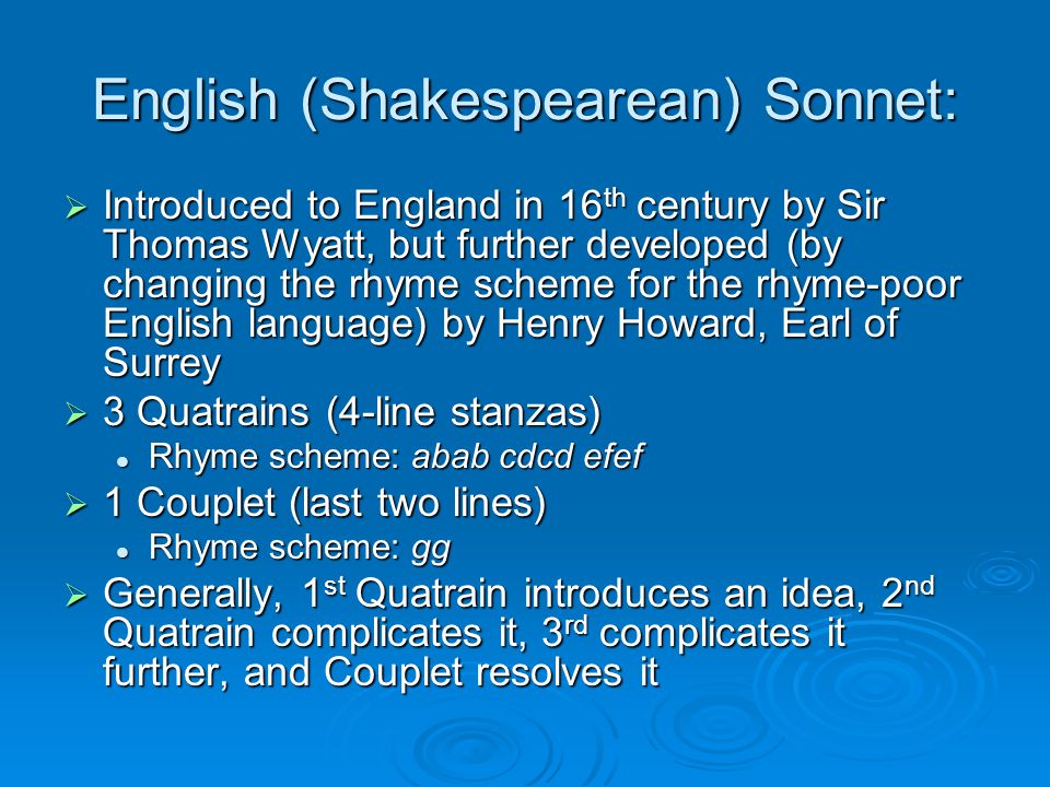 English (Shakespearean) Sonnet: