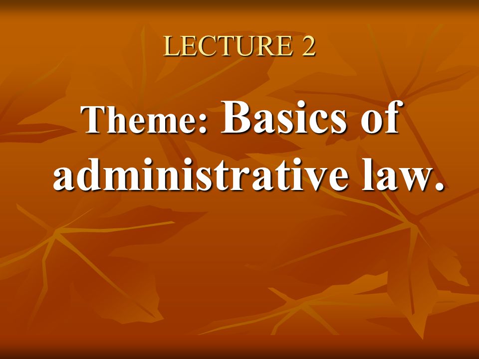 Theme: Basics of administrative law.