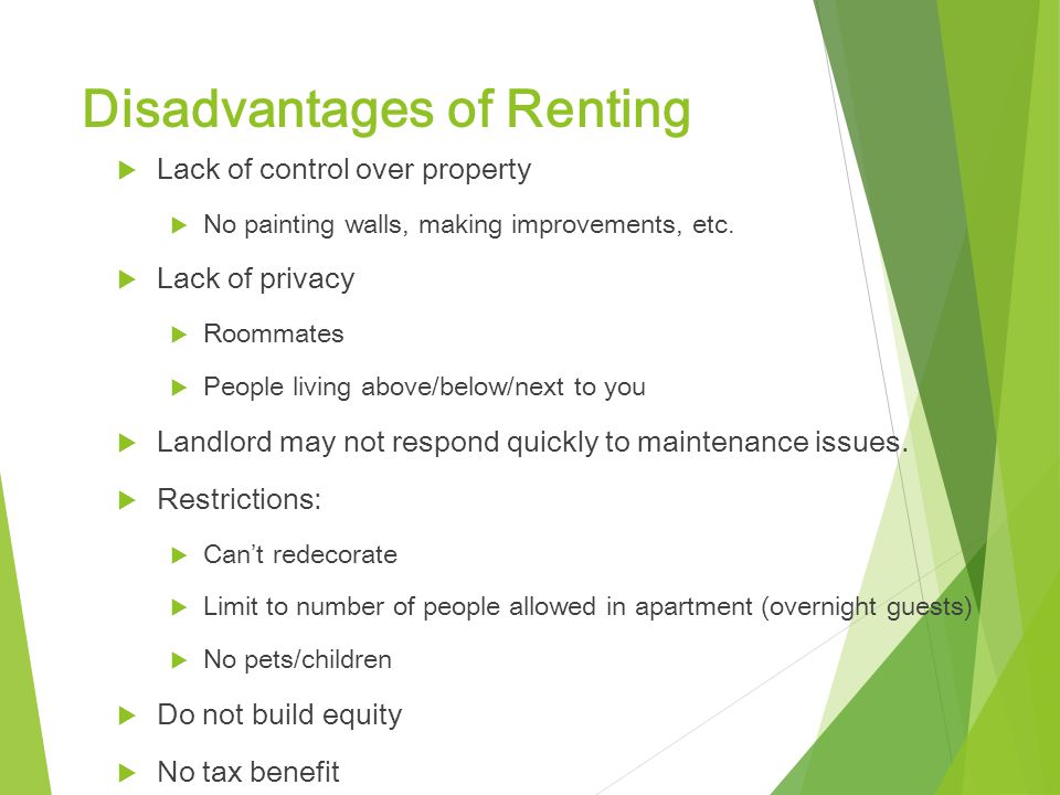 Disadvantages of Renting