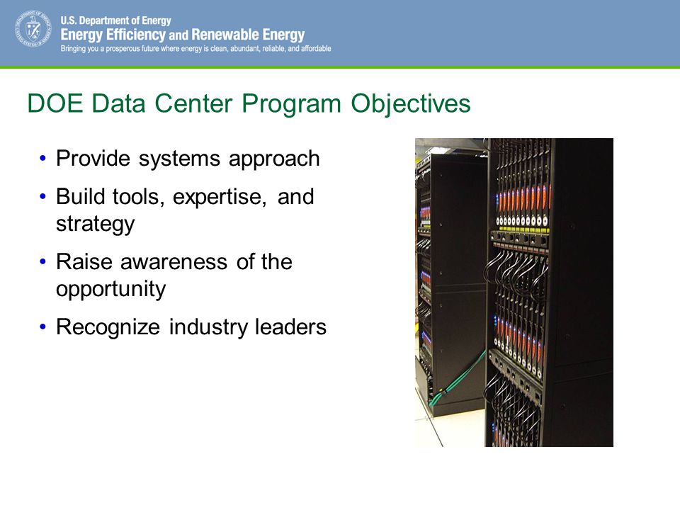 DOE Data Center Program Objectives