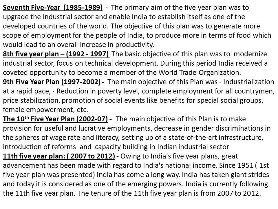 8th five year plan of india