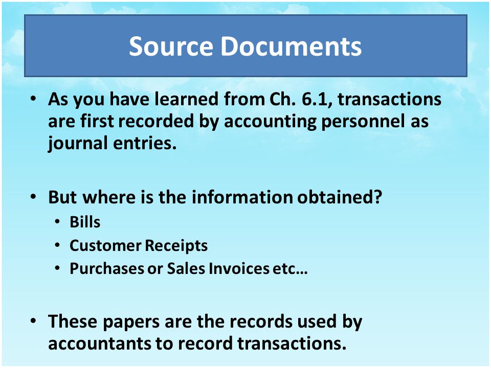 Source documents in accounting