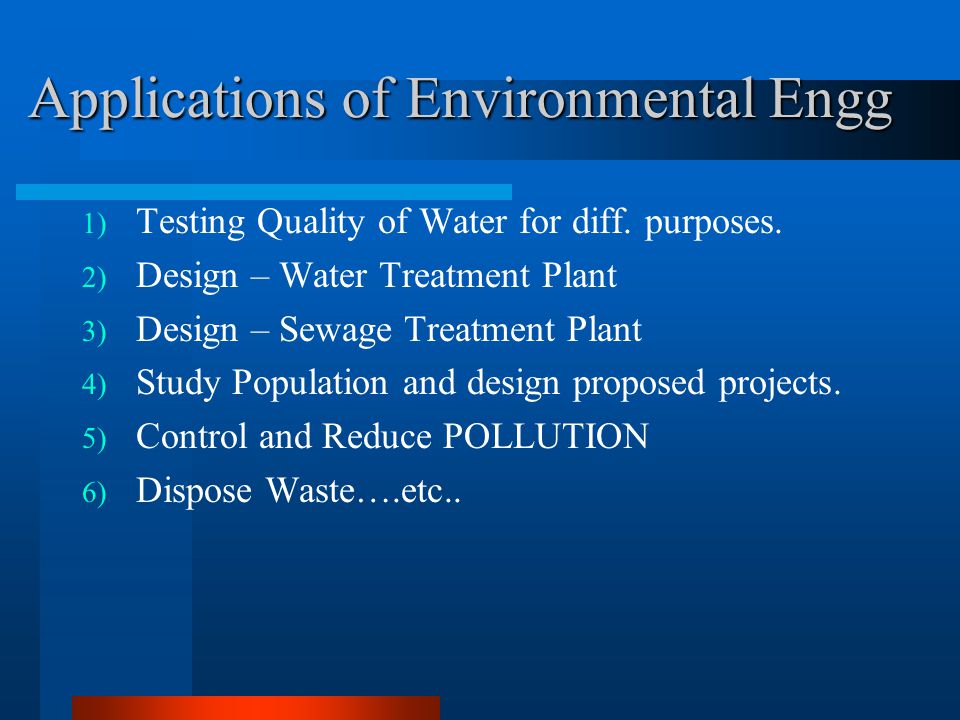 Applications of Environmental Engg