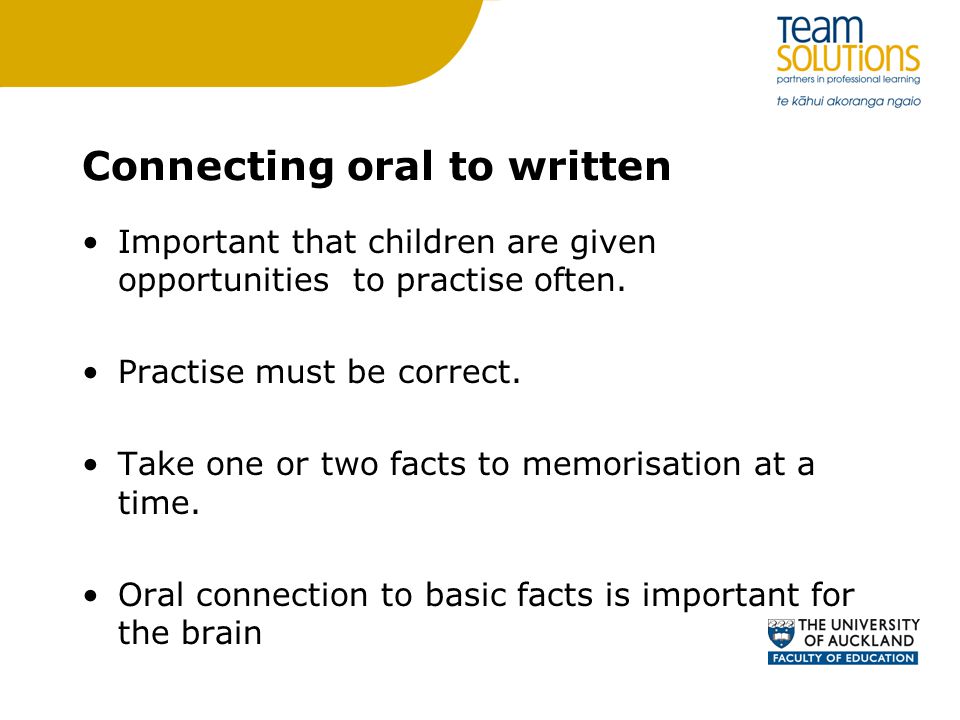 Connecting oral to written