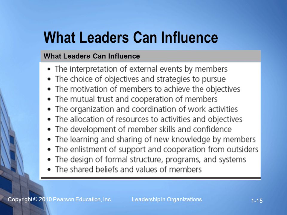 What Leaders Can Influence