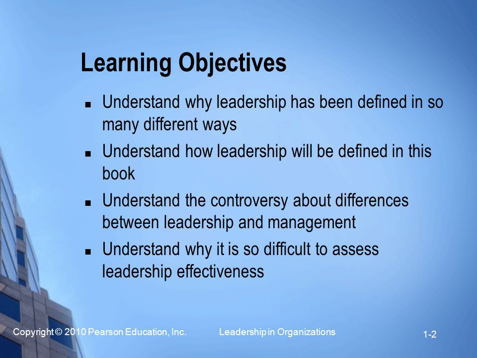 Learning Objectives Understand why leadership has been defined in so many different ways. Understand how leadership will be defined in this book.